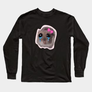 sad hamster with big eyes and a pink bow Long Sleeve T-Shirt